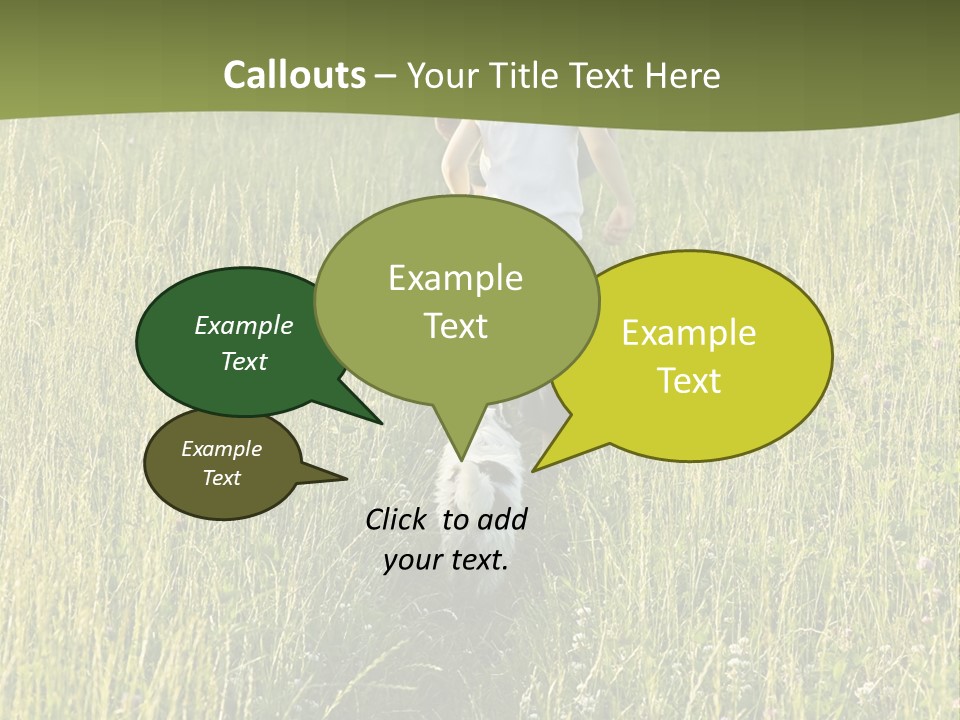 A Woman And A Child Walking Through A Field With A Dog PowerPoint Template