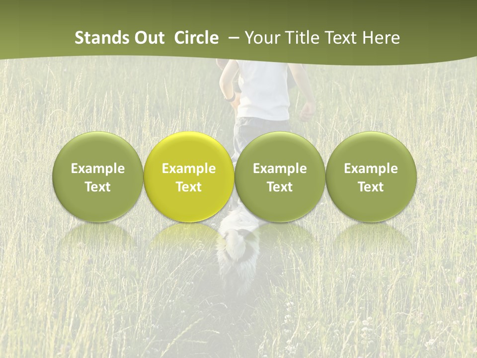 A Woman And A Child Walking Through A Field With A Dog PowerPoint Template