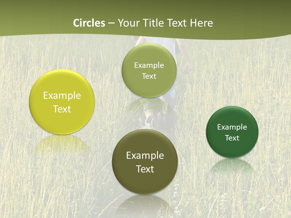 A Woman And A Child Walking Through A Field With A Dog PowerPoint Template