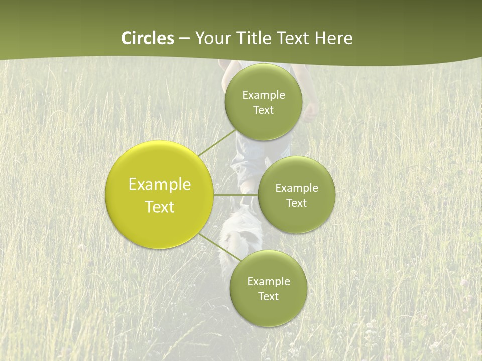 A Woman And A Child Walking Through A Field With A Dog PowerPoint Template