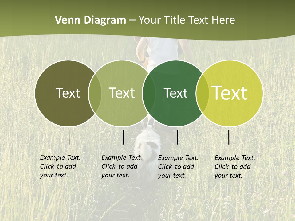 A Woman And A Child Walking Through A Field With A Dog PowerPoint Template