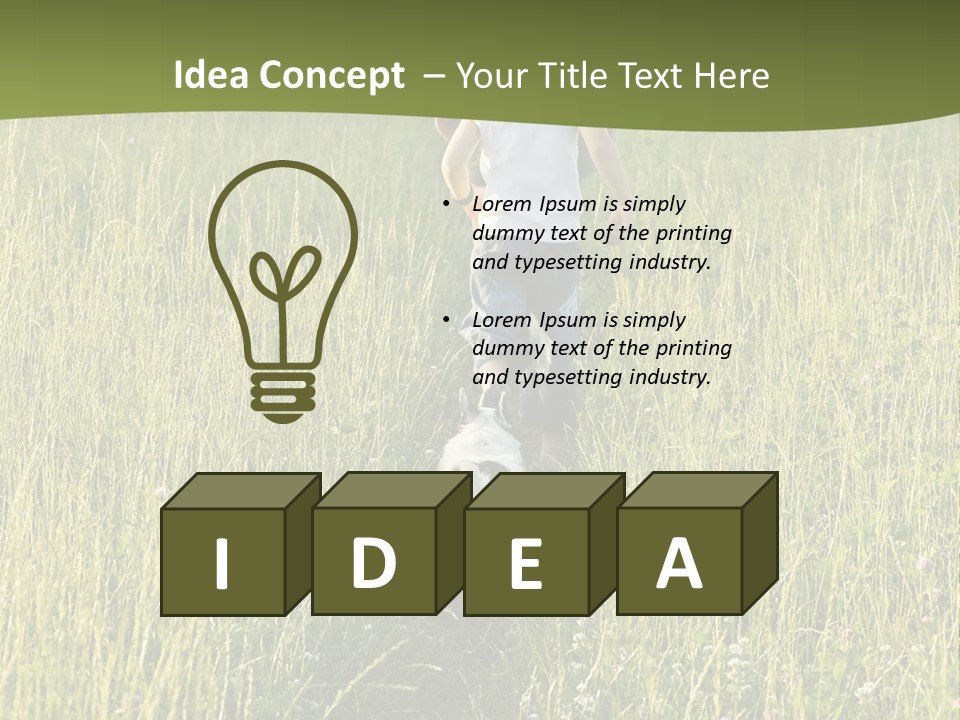 A Woman And A Child Walking Through A Field With A Dog PowerPoint Template