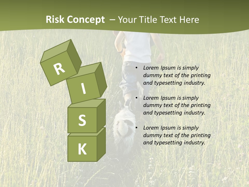 A Woman And A Child Walking Through A Field With A Dog PowerPoint Template