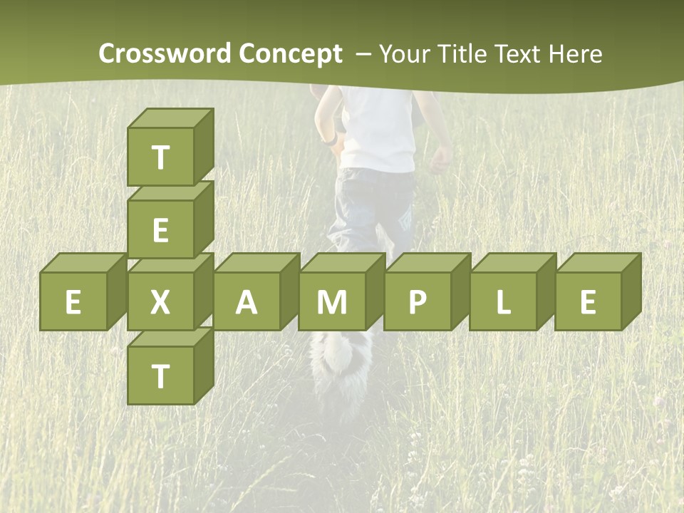 A Woman And A Child Walking Through A Field With A Dog PowerPoint Template