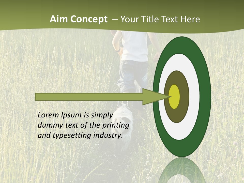 A Woman And A Child Walking Through A Field With A Dog PowerPoint Template