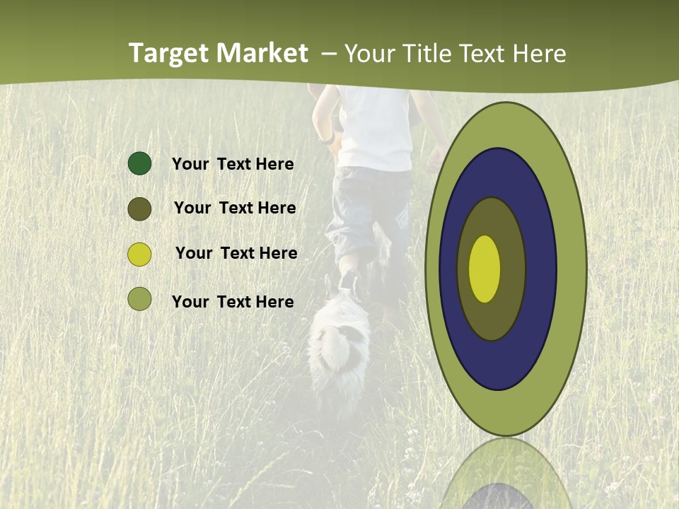 A Woman And A Child Walking Through A Field With A Dog PowerPoint Template