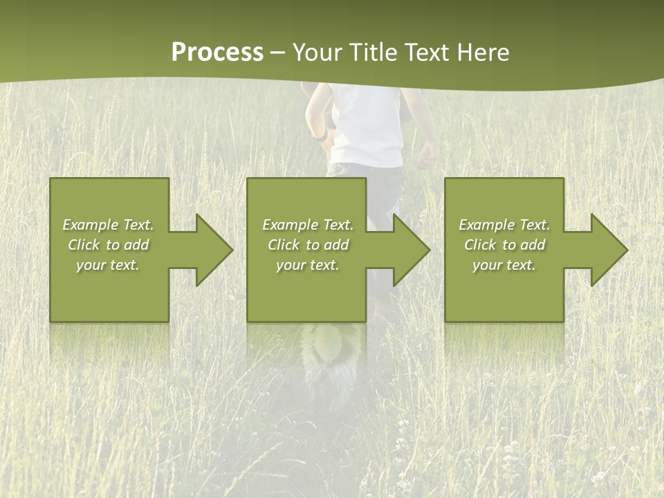 A Woman And A Child Walking Through A Field With A Dog PowerPoint Template