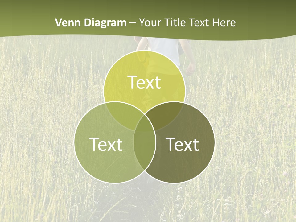 A Woman And A Child Walking Through A Field With A Dog PowerPoint Template