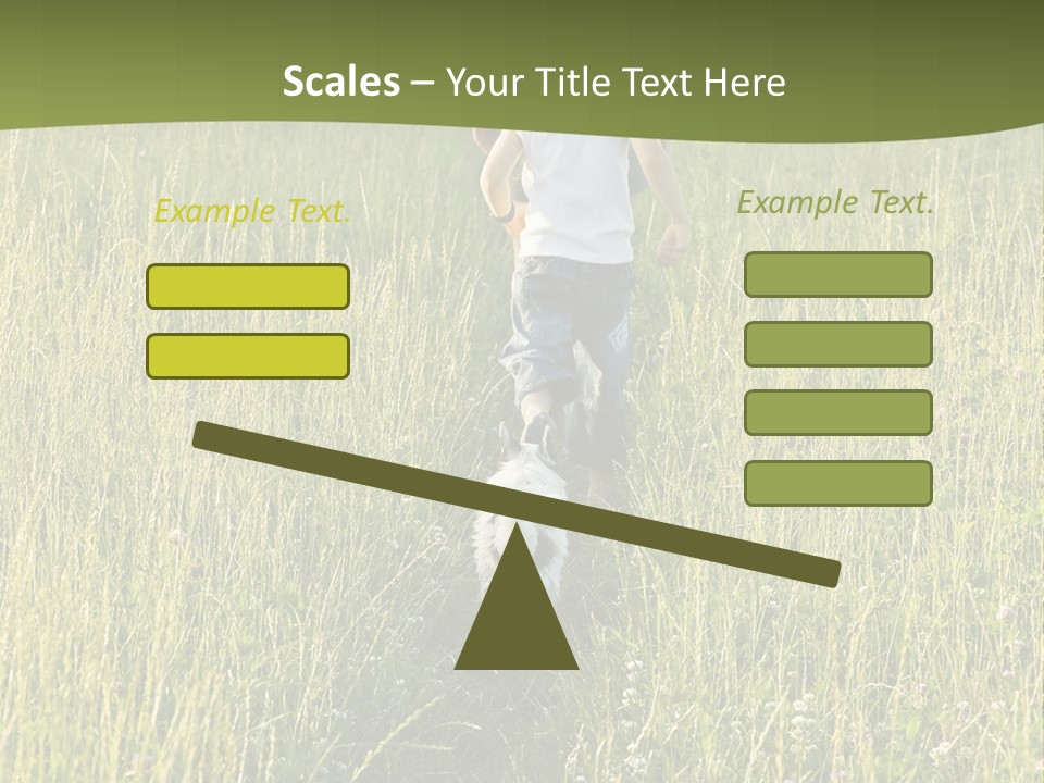 A Woman And A Child Walking Through A Field With A Dog PowerPoint Template