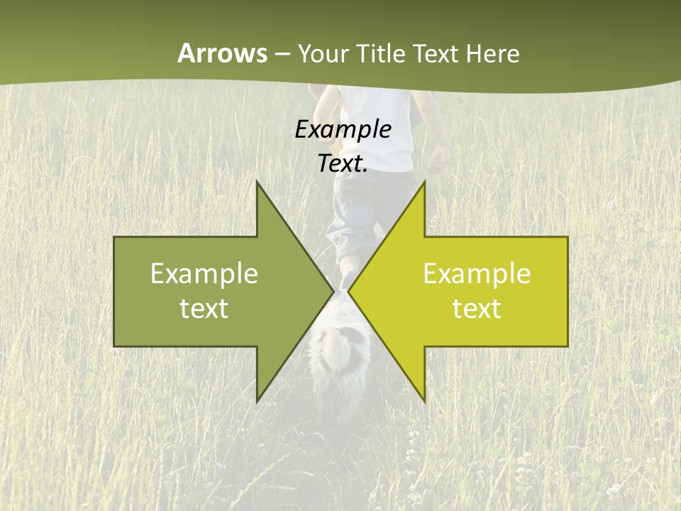 A Woman And A Child Walking Through A Field With A Dog PowerPoint Template