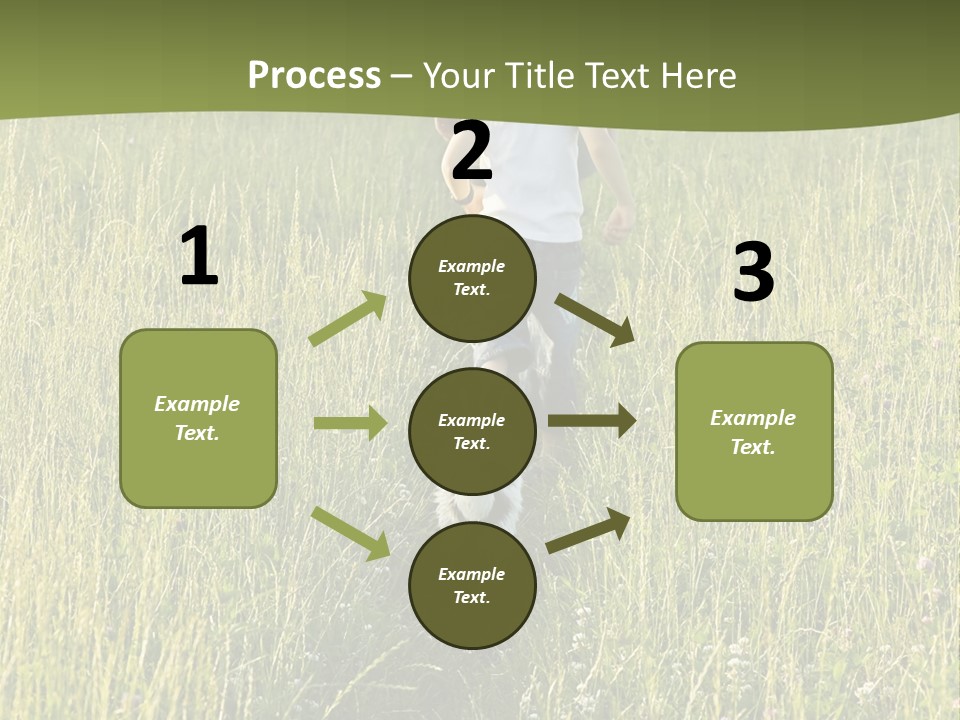 A Woman And A Child Walking Through A Field With A Dog PowerPoint Template