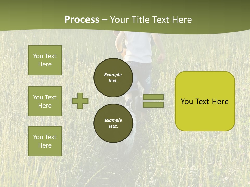 A Woman And A Child Walking Through A Field With A Dog PowerPoint Template