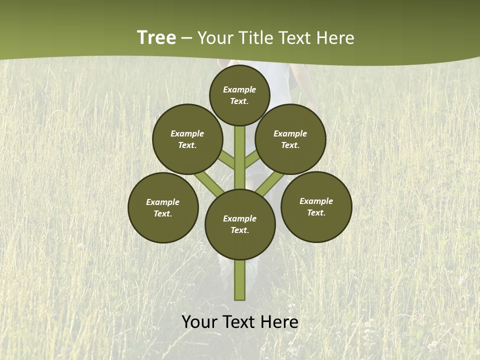 A Woman And A Child Walking Through A Field With A Dog PowerPoint Template