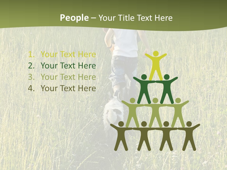 A Woman And A Child Walking Through A Field With A Dog PowerPoint Template