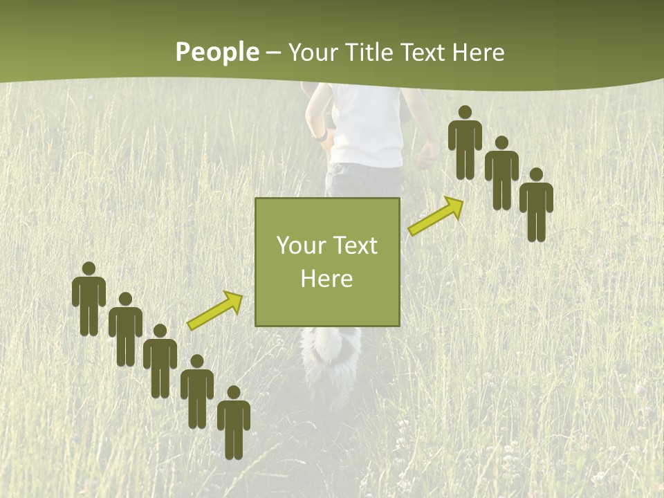 A Woman And A Child Walking Through A Field With A Dog PowerPoint Template