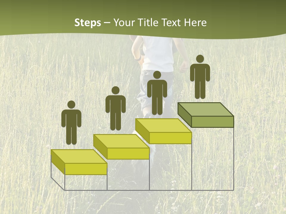 A Woman And A Child Walking Through A Field With A Dog PowerPoint Template