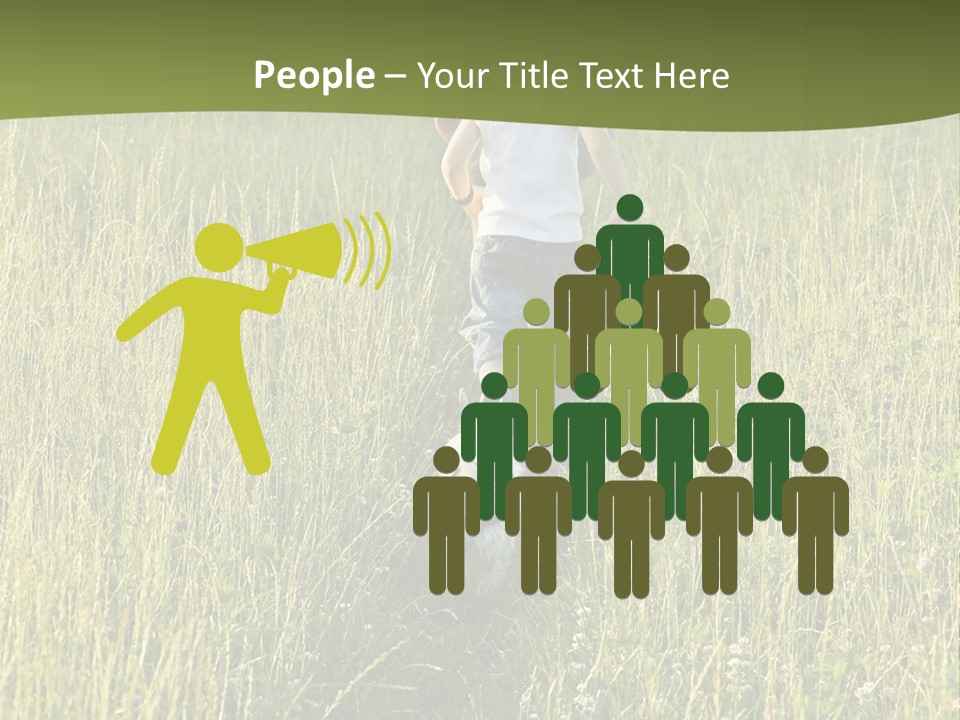 A Woman And A Child Walking Through A Field With A Dog PowerPoint Template