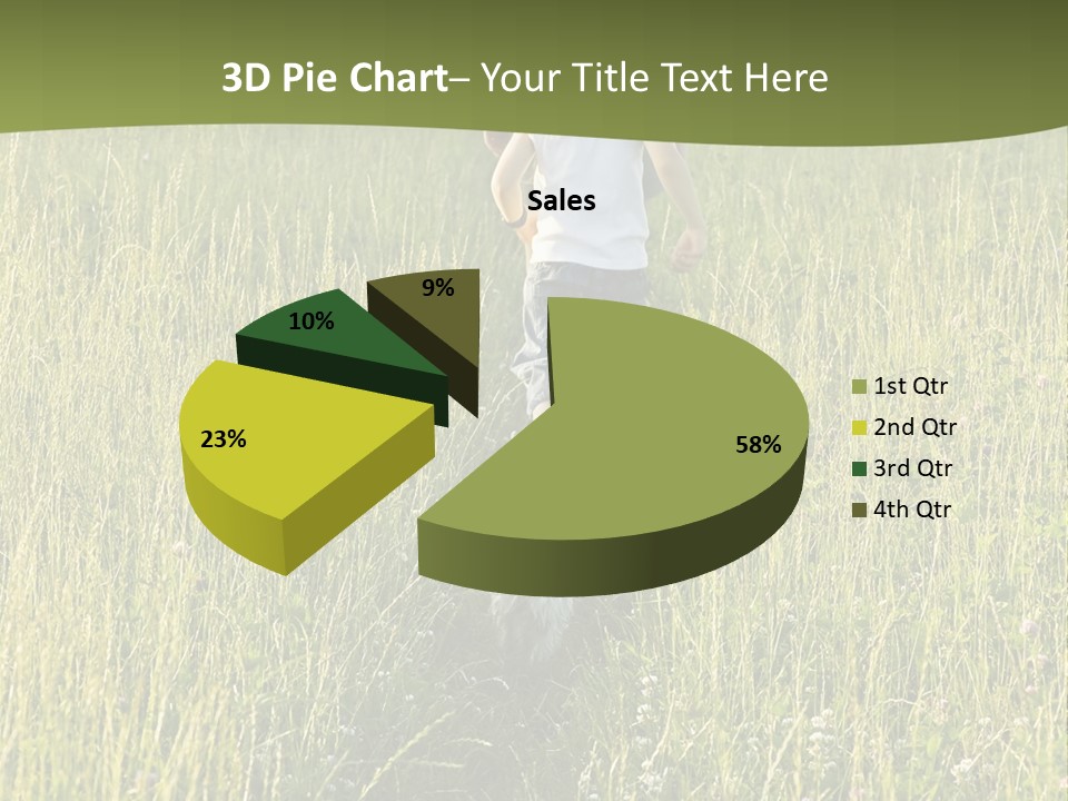 A Woman And A Child Walking Through A Field With A Dog PowerPoint Template