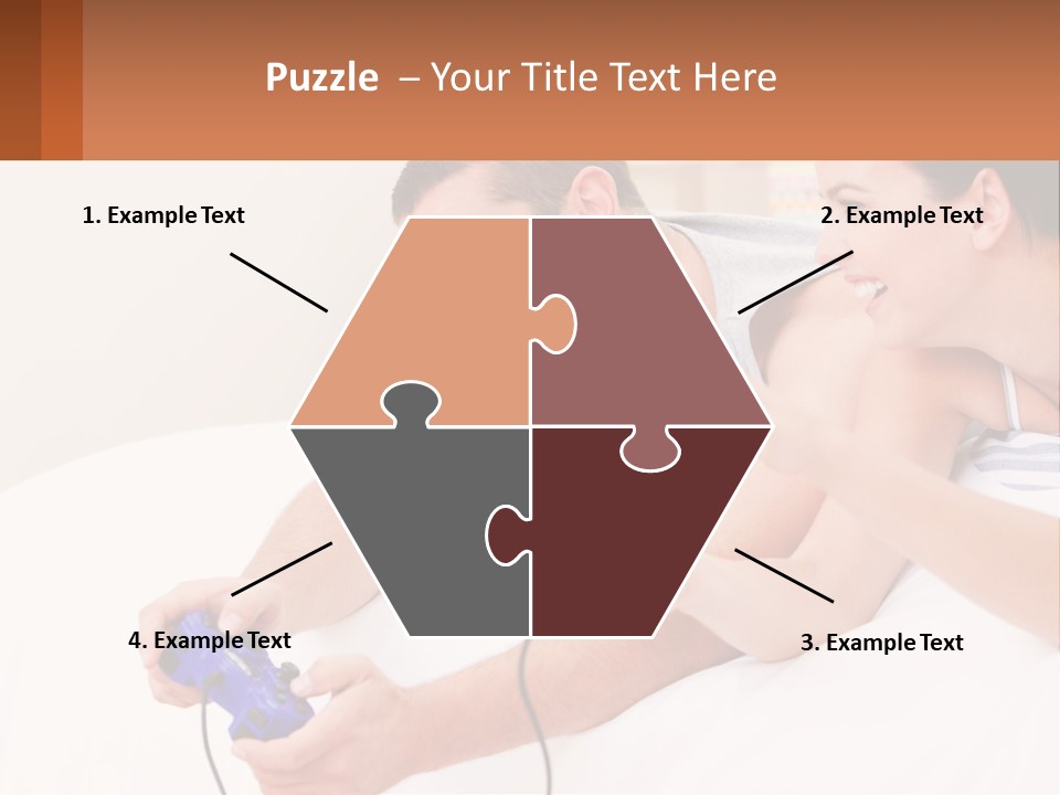 A Man And Woman Laying On A Bed With A Red Object PowerPoint Template