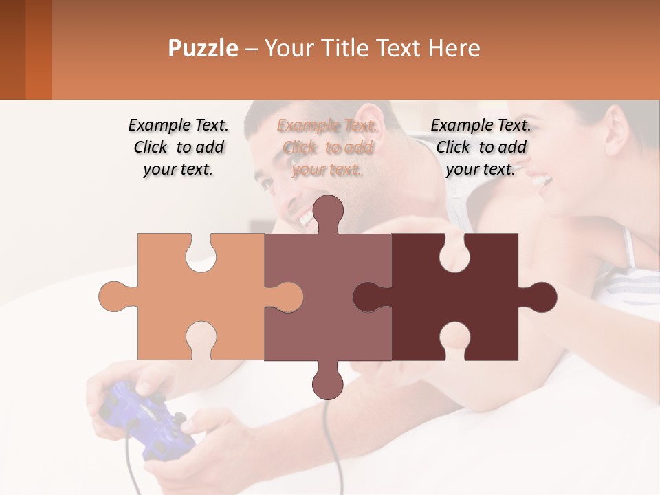 A Man And Woman Laying On A Bed With A Red Object PowerPoint Template