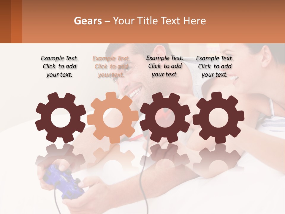 A Man And Woman Laying On A Bed With A Red Object PowerPoint Template