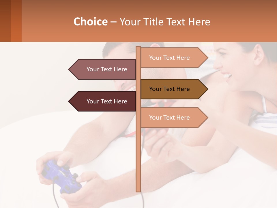 A Man And Woman Laying On A Bed With A Red Object PowerPoint Template