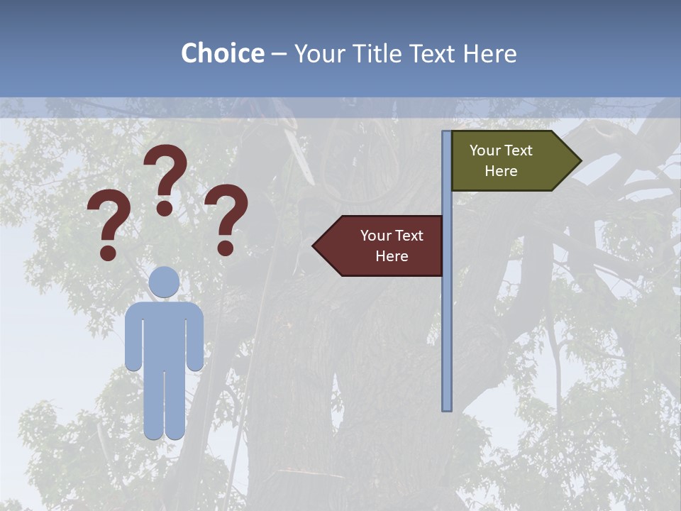 A Man Is Climbing Up A Tree With A Harness PowerPoint Template