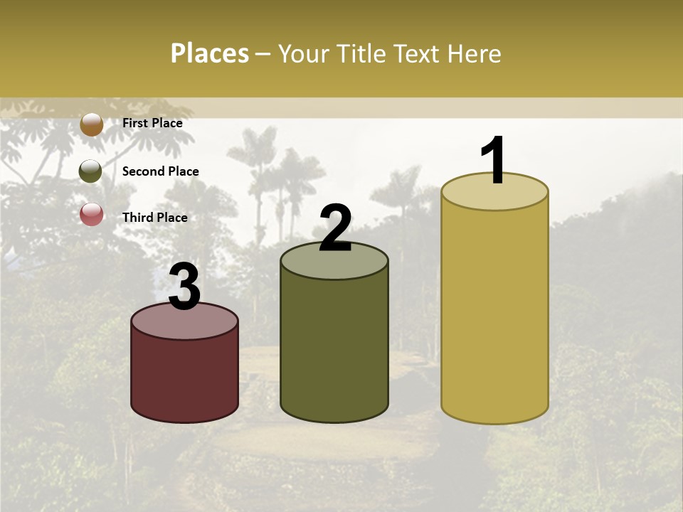 A Picture Of A Jungle With Trees And A Mountain In The Background PowerPoint Template