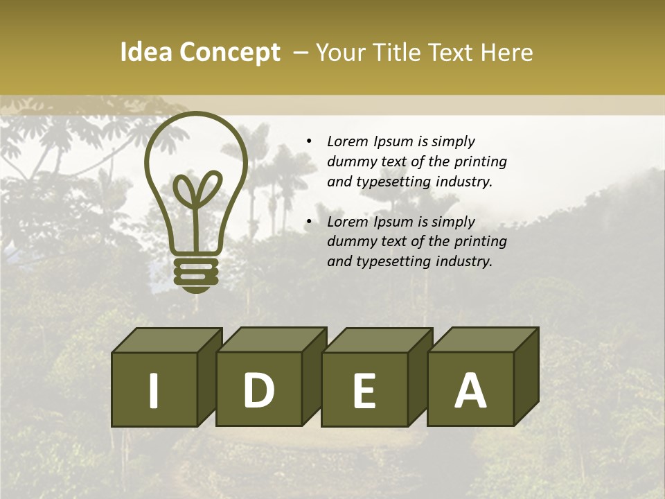 A Picture Of A Jungle With Trees And A Mountain In The Background PowerPoint Template