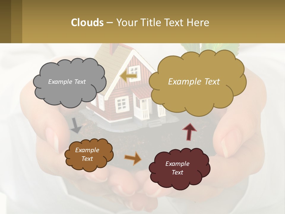 A Person Holding A Small House In Their Hands PowerPoint Template