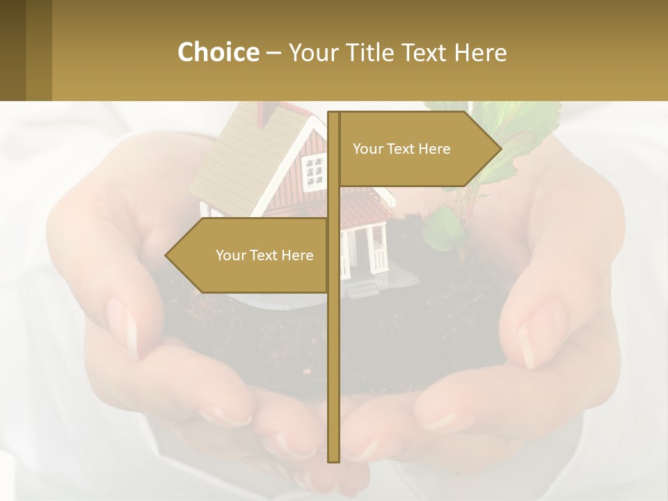 A Person Holding A Small House In Their Hands PowerPoint Template