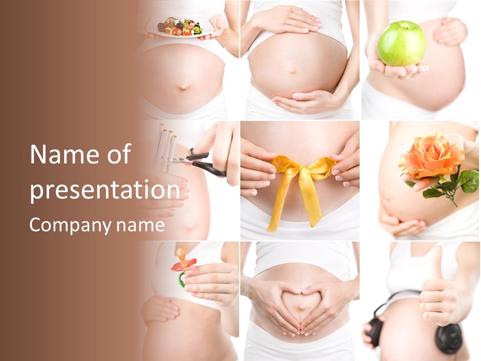 A Pregnant Woman Holding A Flower And A Knife PowerPoint Template