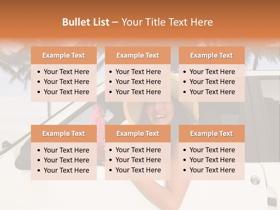 A Woman In A Hat Is Sitting In A Car PowerPoint Template