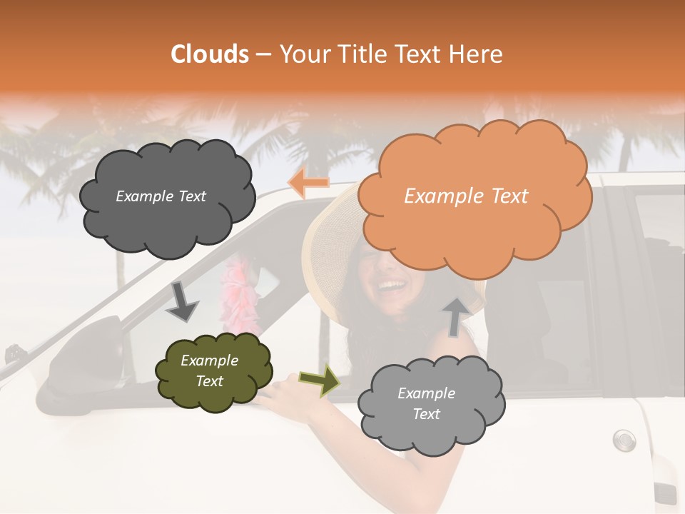 A Woman In A Hat Is Sitting In A Car PowerPoint Template