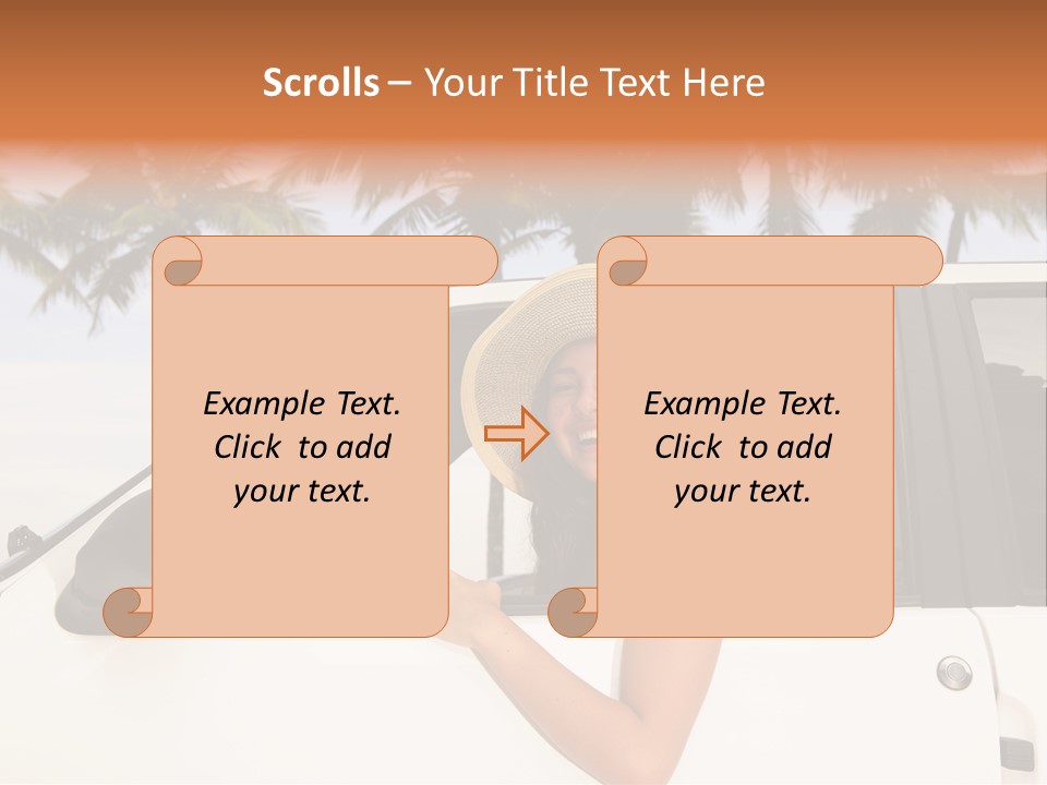 A Woman In A Hat Is Sitting In A Car PowerPoint Template