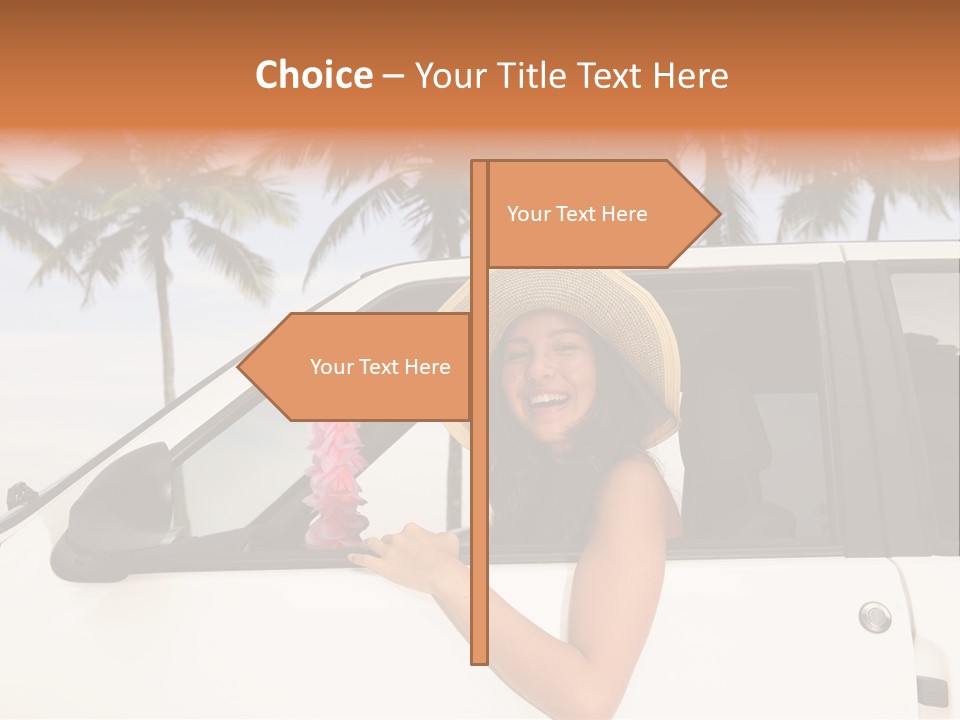 A Woman In A Hat Is Sitting In A Car PowerPoint Template
