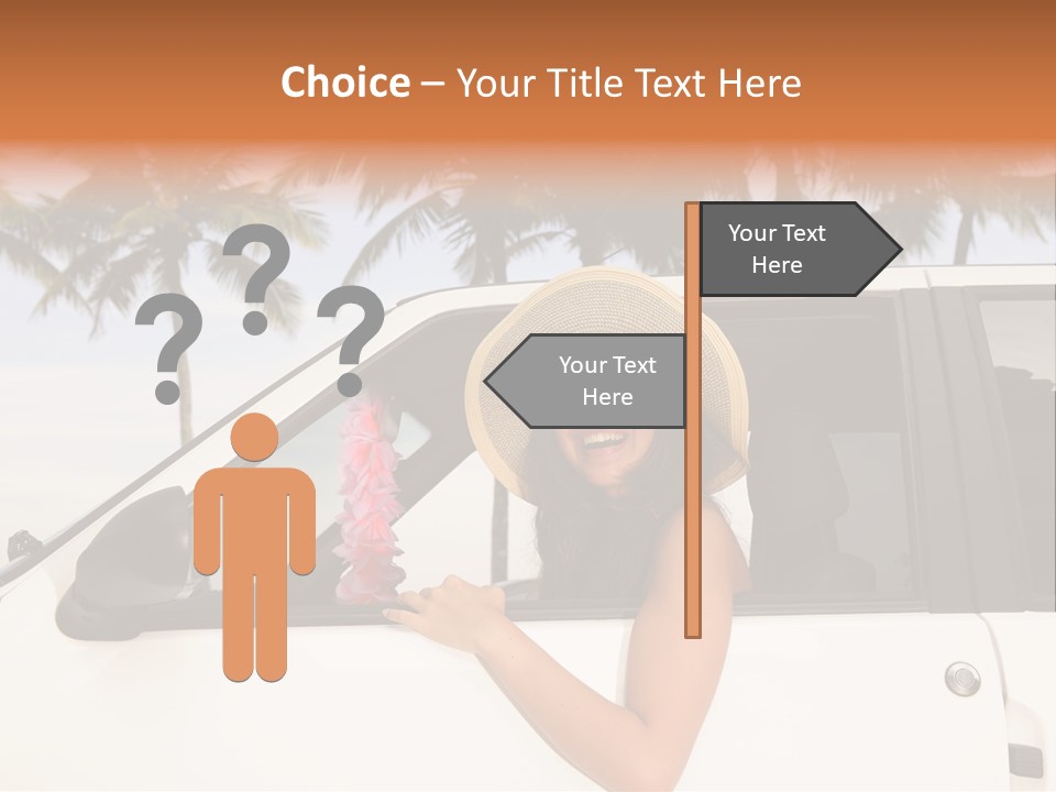 A Woman In A Hat Is Sitting In A Car PowerPoint Template