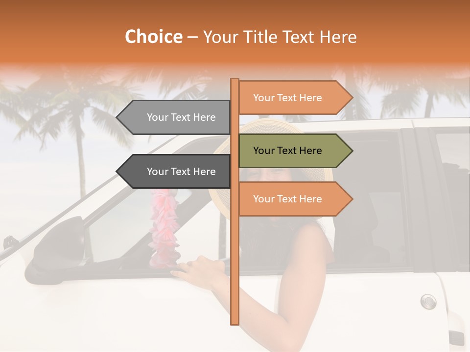 A Woman In A Hat Is Sitting In A Car PowerPoint Template