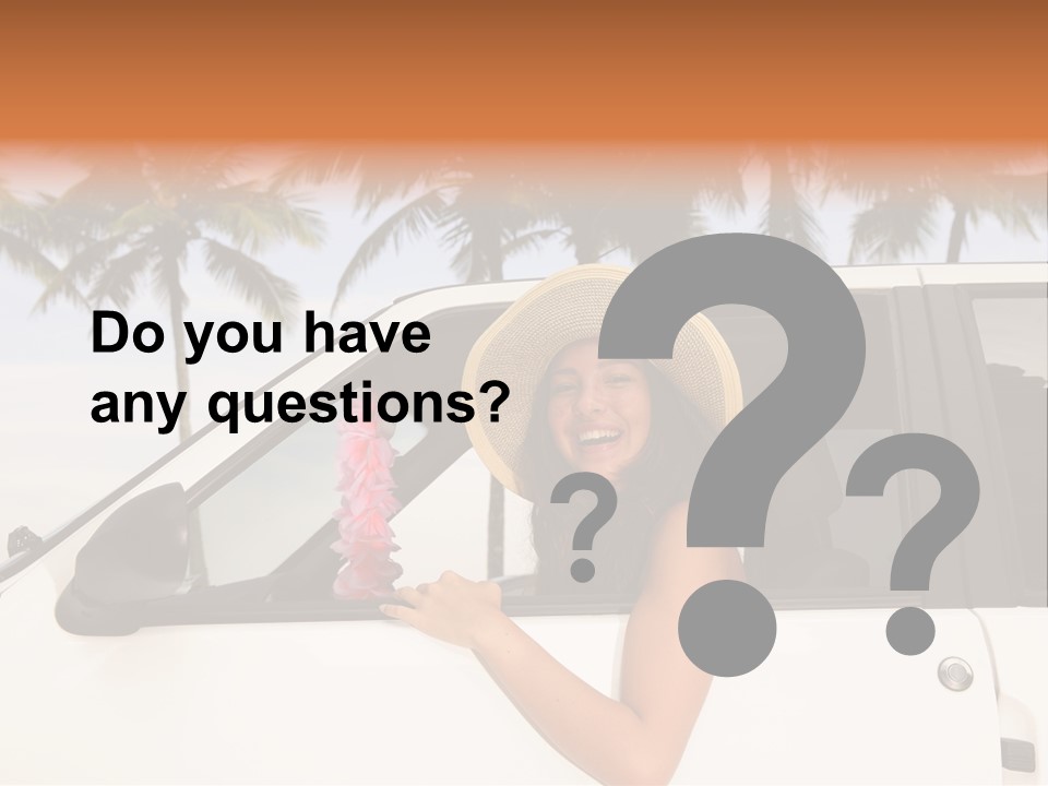 A Woman In A Hat Is Sitting In A Car PowerPoint Template