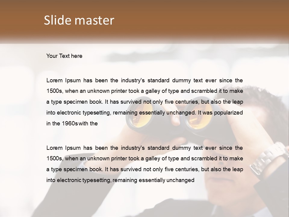 A Man Looking Through A Pair Of Binoculars PowerPoint Template