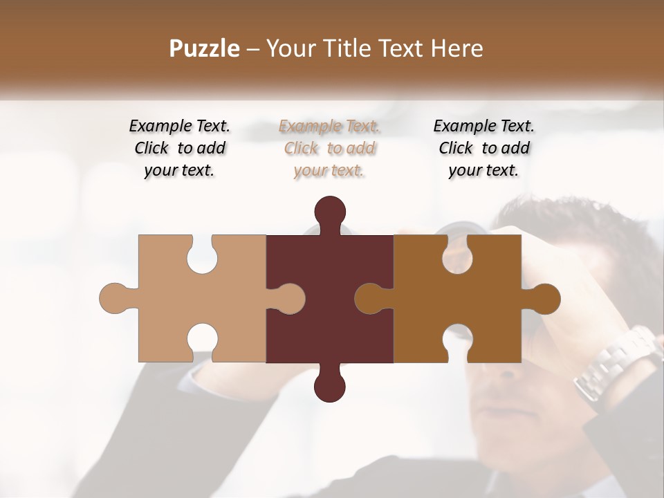 A Man Looking Through A Pair Of Binoculars PowerPoint Template