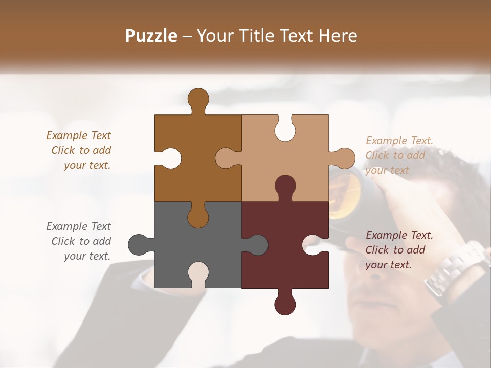 A Man Looking Through A Pair Of Binoculars PowerPoint Template