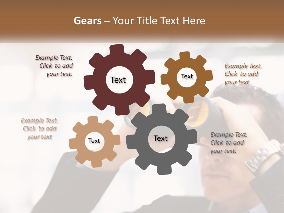 A Man Looking Through A Pair Of Binoculars PowerPoint Template