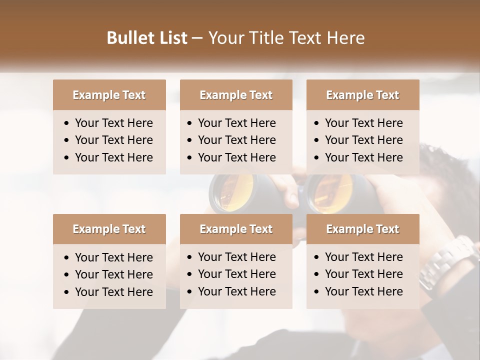 A Man Looking Through A Pair Of Binoculars PowerPoint Template