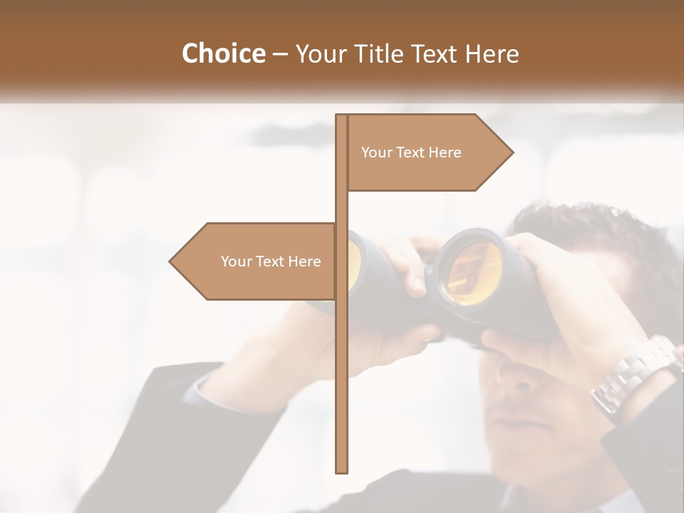 A Man Looking Through A Pair Of Binoculars PowerPoint Template