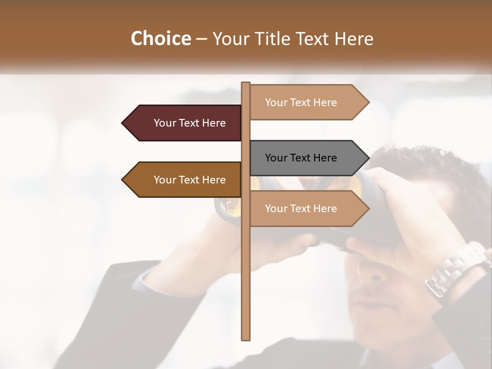 A Man Looking Through A Pair Of Binoculars PowerPoint Template