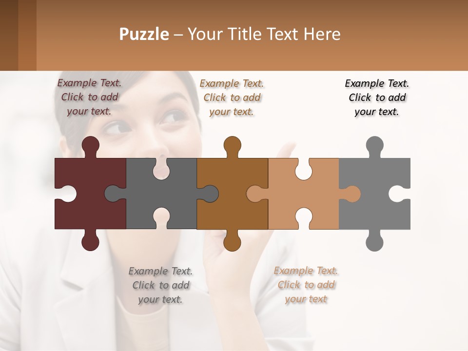 A Woman Pointing To The Side With A Smile On Her Face PowerPoint Template