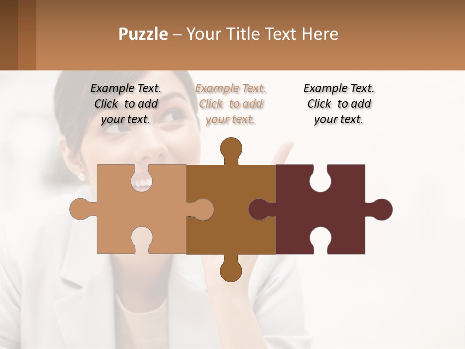 A Woman Pointing To The Side With A Smile On Her Face PowerPoint Template