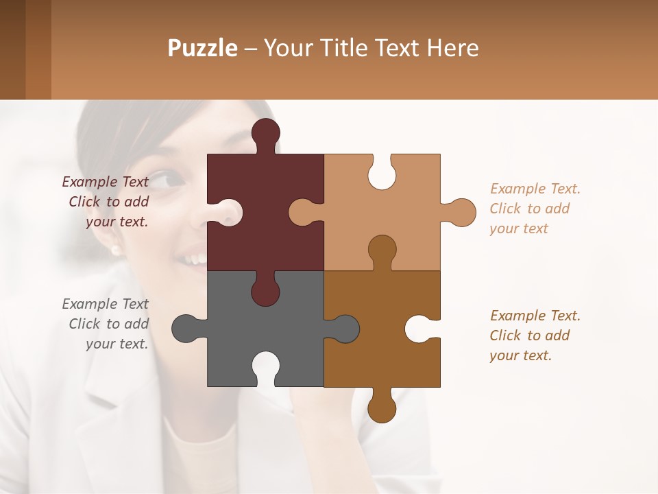 A Woman Pointing To The Side With A Smile On Her Face PowerPoint Template