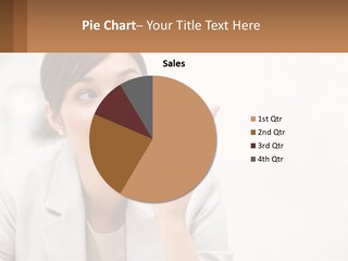 A Woman Pointing To The Side With A Smile On Her Face PowerPoint Template